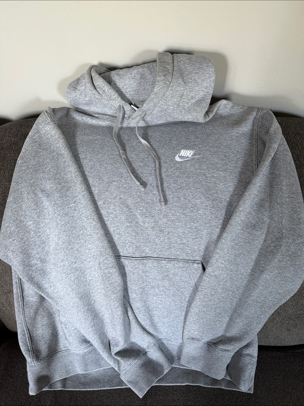 Nike Gray Pullover Hoodie with White Swoosh
